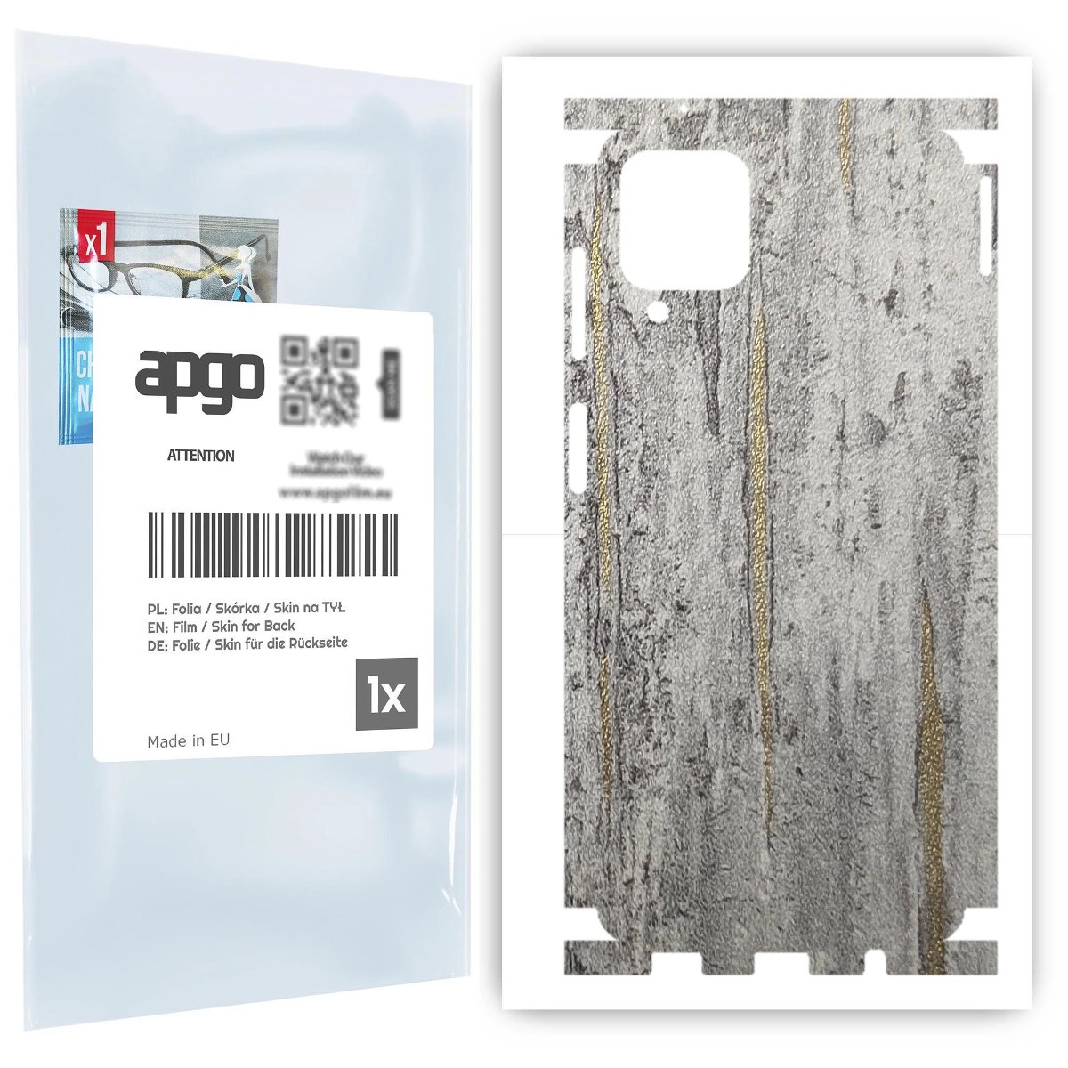 Folia naklejka skórka strukturalna na TYŁ+BOKI do Samsung Galaxy A12 -  Beton Złote Paski - apgo SKINS