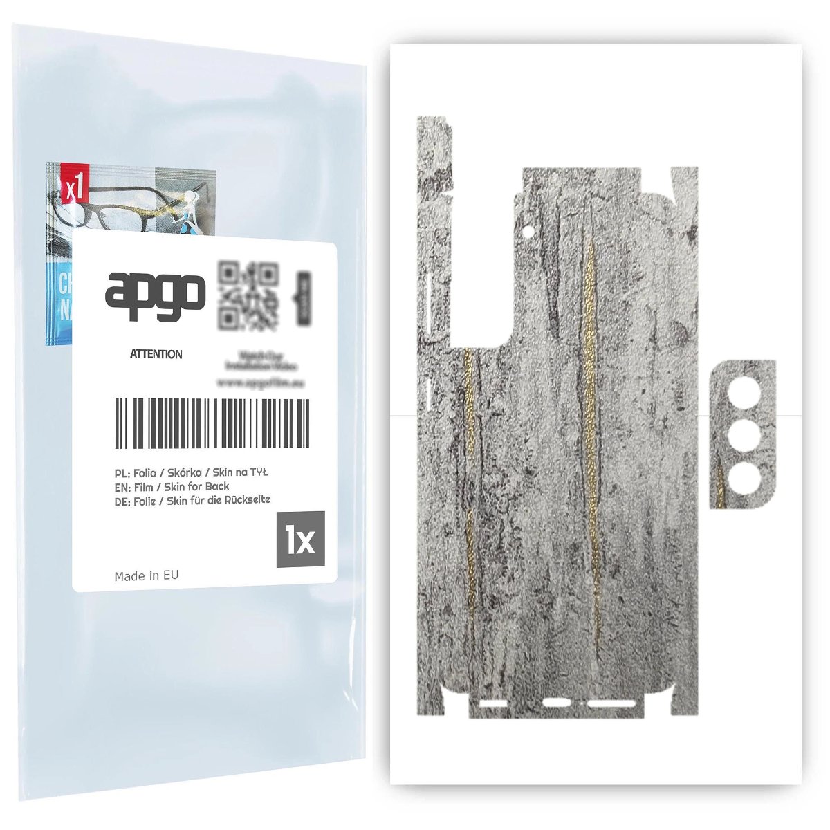 Folia naklejka skórka strukturalna na TYŁ+BOKI do Samsung Galaxy S21 5G -  Beton Złote Paski - apgo SKINS