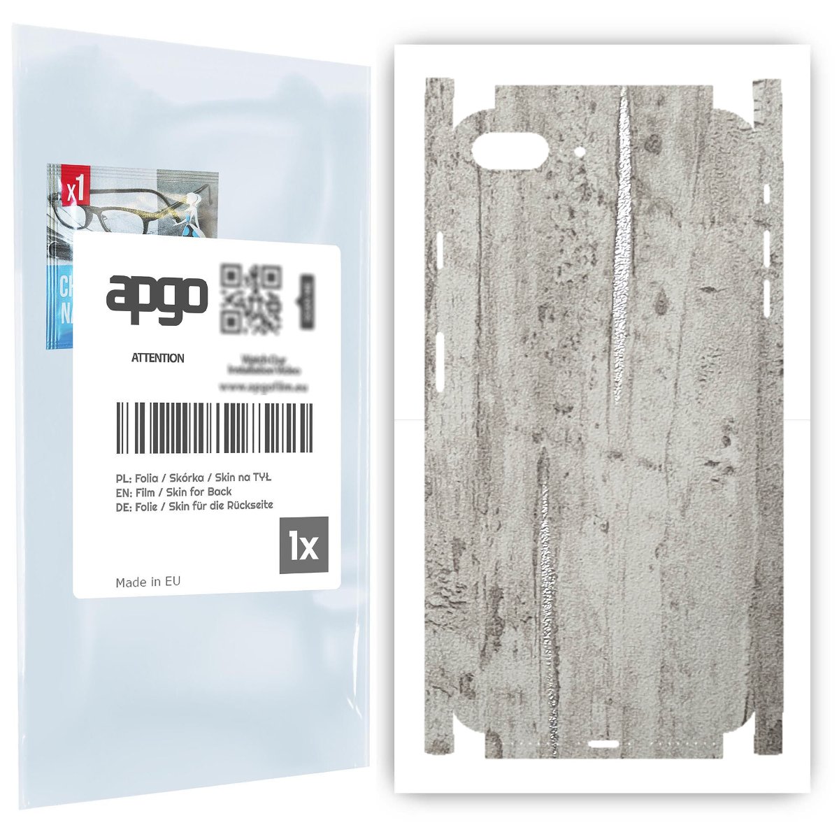 Folia naklejka skórka strukturalna na TYŁ+BOKI do Apple iPhone 8 Plus -  Beton Srebrne Paski - apgo SKINS