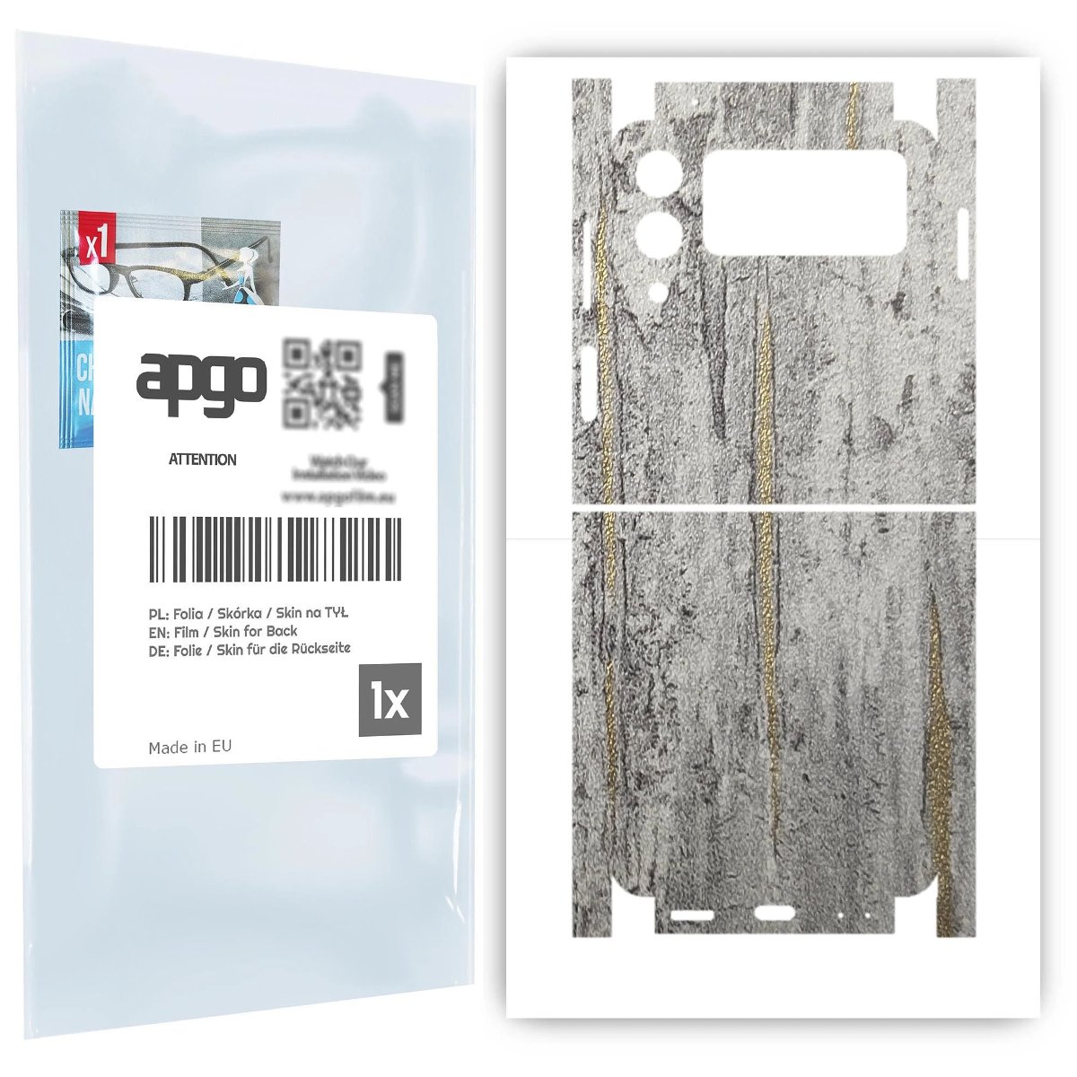 Folia naklejka skórka strukturalna na TYŁ+BOKI do Samsung Galaxy Z Flip 3 -  Beton Złote Paski - apgo SKINS