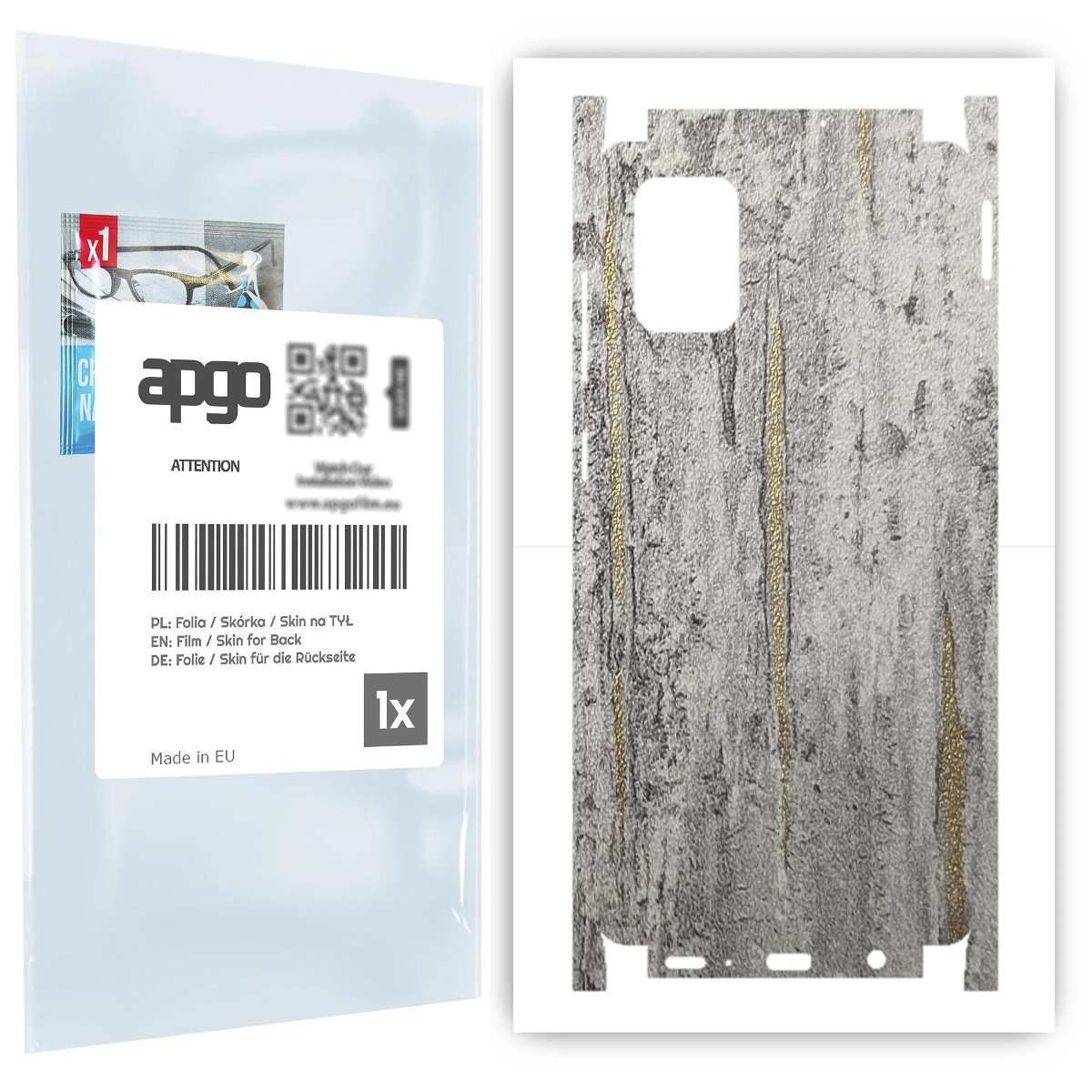 Folia naklejka skórka strukturalna na TYŁ+BOKI do Samsung Galaxy A71 -  Beton Złote Paski - apgo SKINS