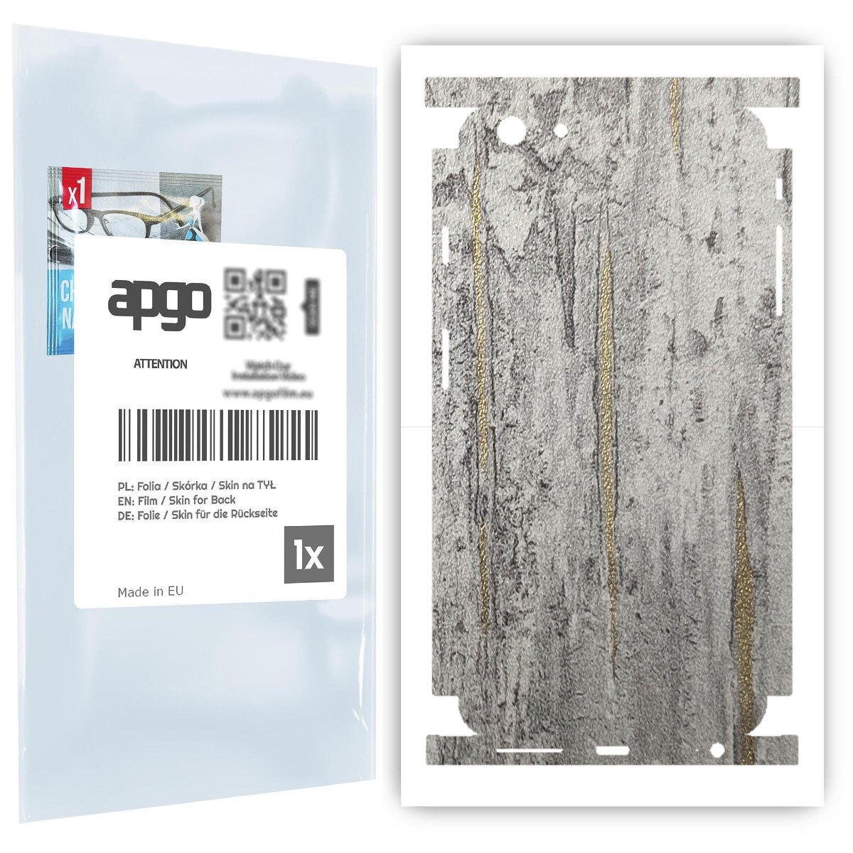 Folia naklejka skórka strukturalna na TYŁ+BOKI do Apple iPhone 6 Plus -  Beton Złote Paski - apgo SKINS