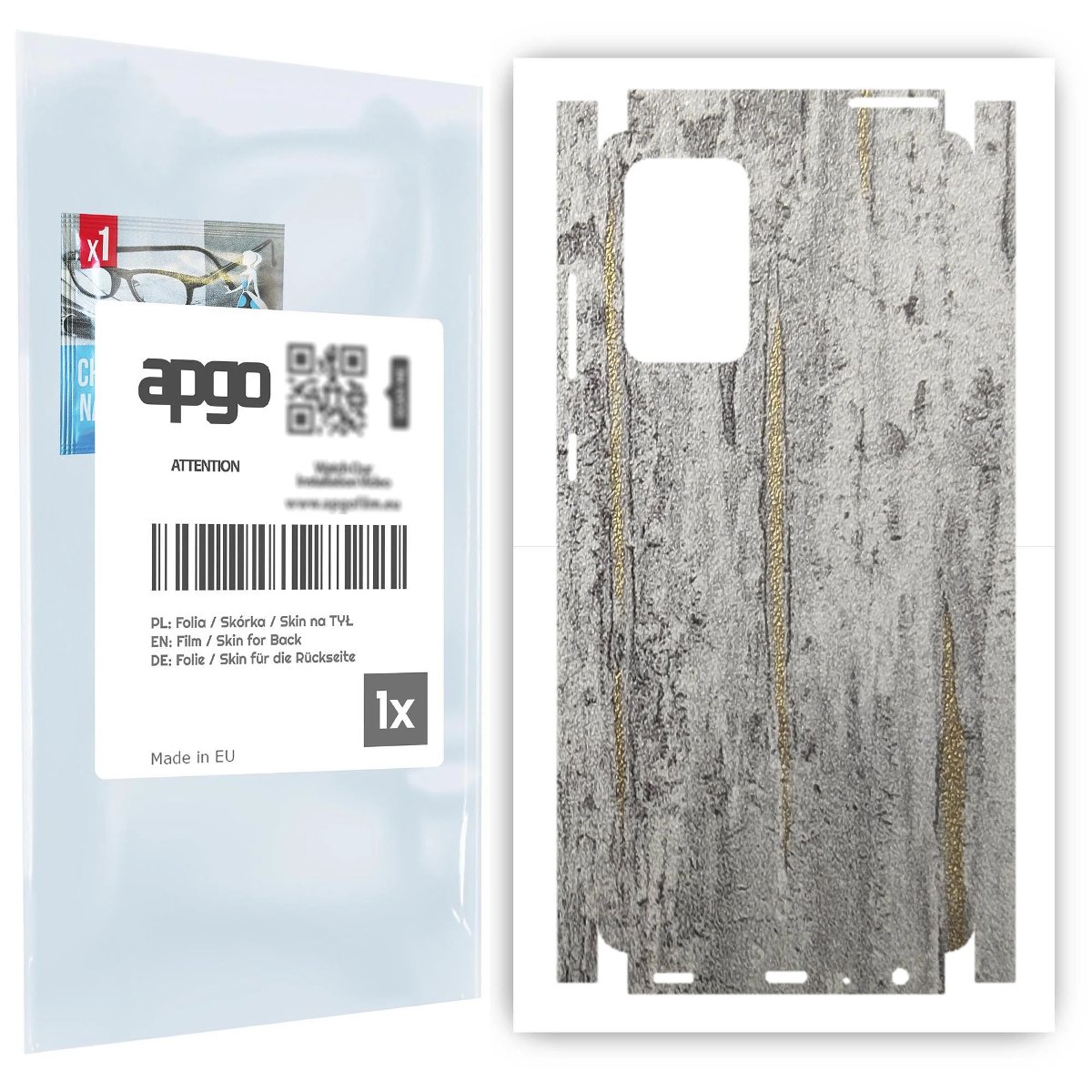 Folia naklejka skórka strukturalna na TYŁ+BOKI do Samsung Galaxy A72 -  Beton Złote Paski - apgo SKINS