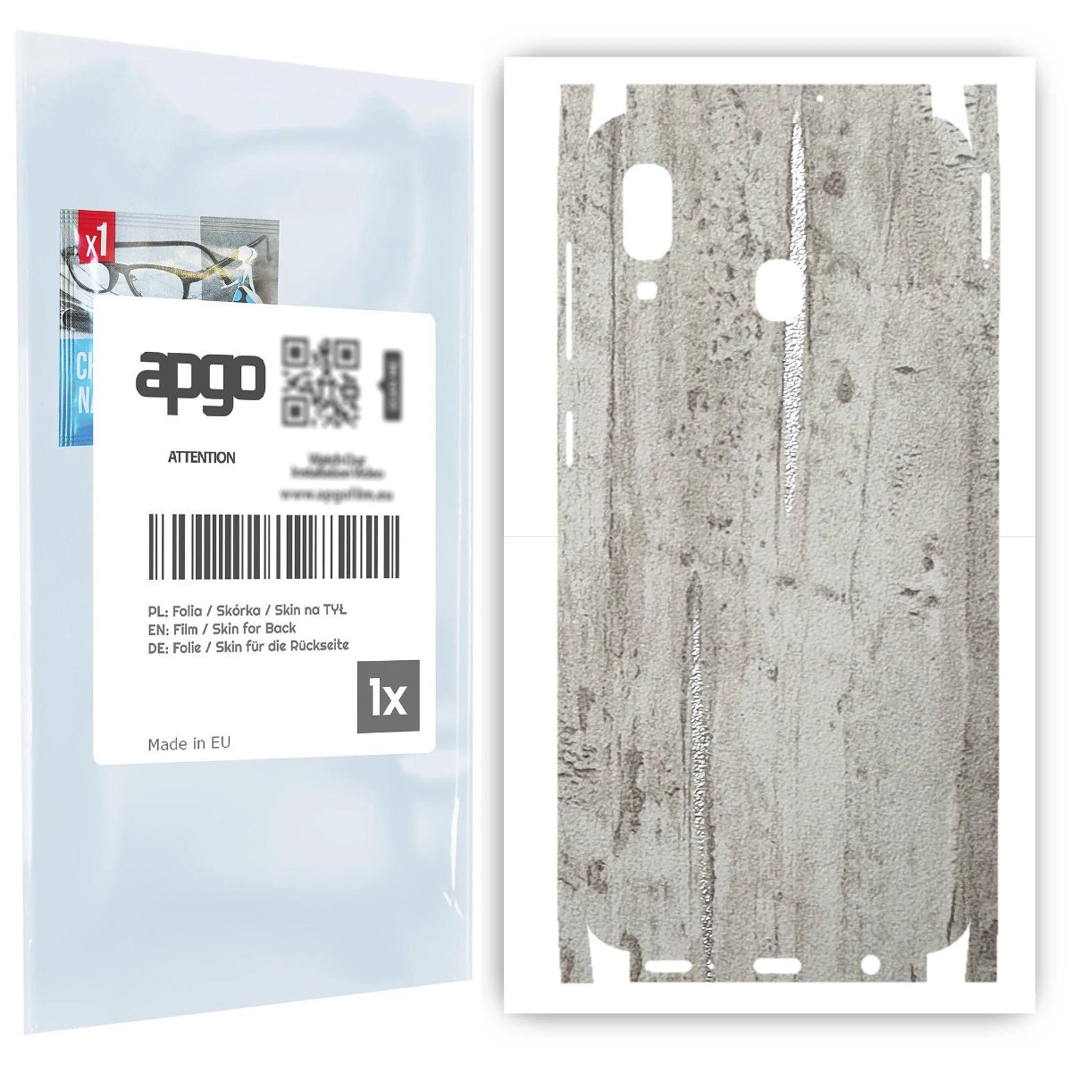 Folia naklejka skórka strukturalna na TYŁ+BOKI do Samsung Galaxy A20 -  Beton Srebrne Paski - apgo SKINS