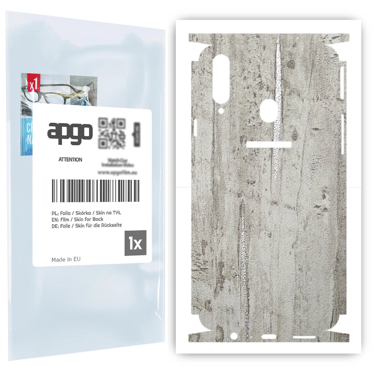 Folia naklejka skórka strukturalna na TYŁ+BOKI do Samsung Galaxy A20s -  Beton Srebrne Paski - apgo SKINS