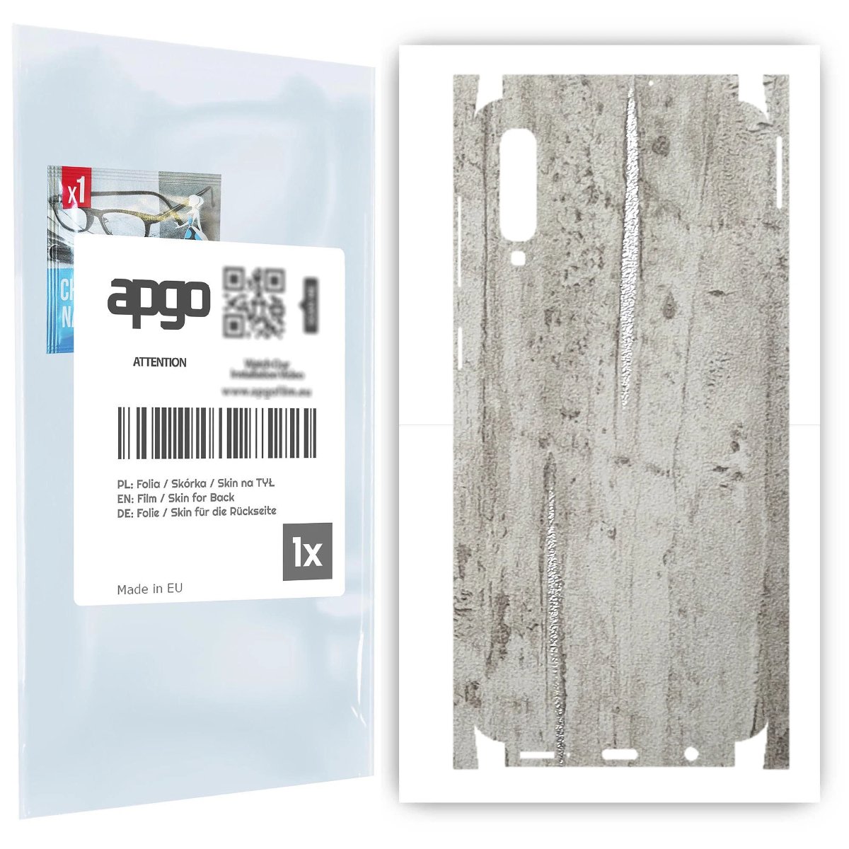 Folia naklejka skórka strukturalna na TYŁ+BOKI do Samsung Galaxy A50 -  Beton Srebrne Paski - apgo SKINS
