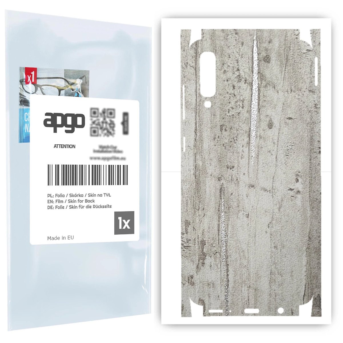 Folia naklejka skórka strukturalna na TYŁ+BOKI do Samsung Galaxy A70 -  Beton Srebrne Paski - apgo SKINS