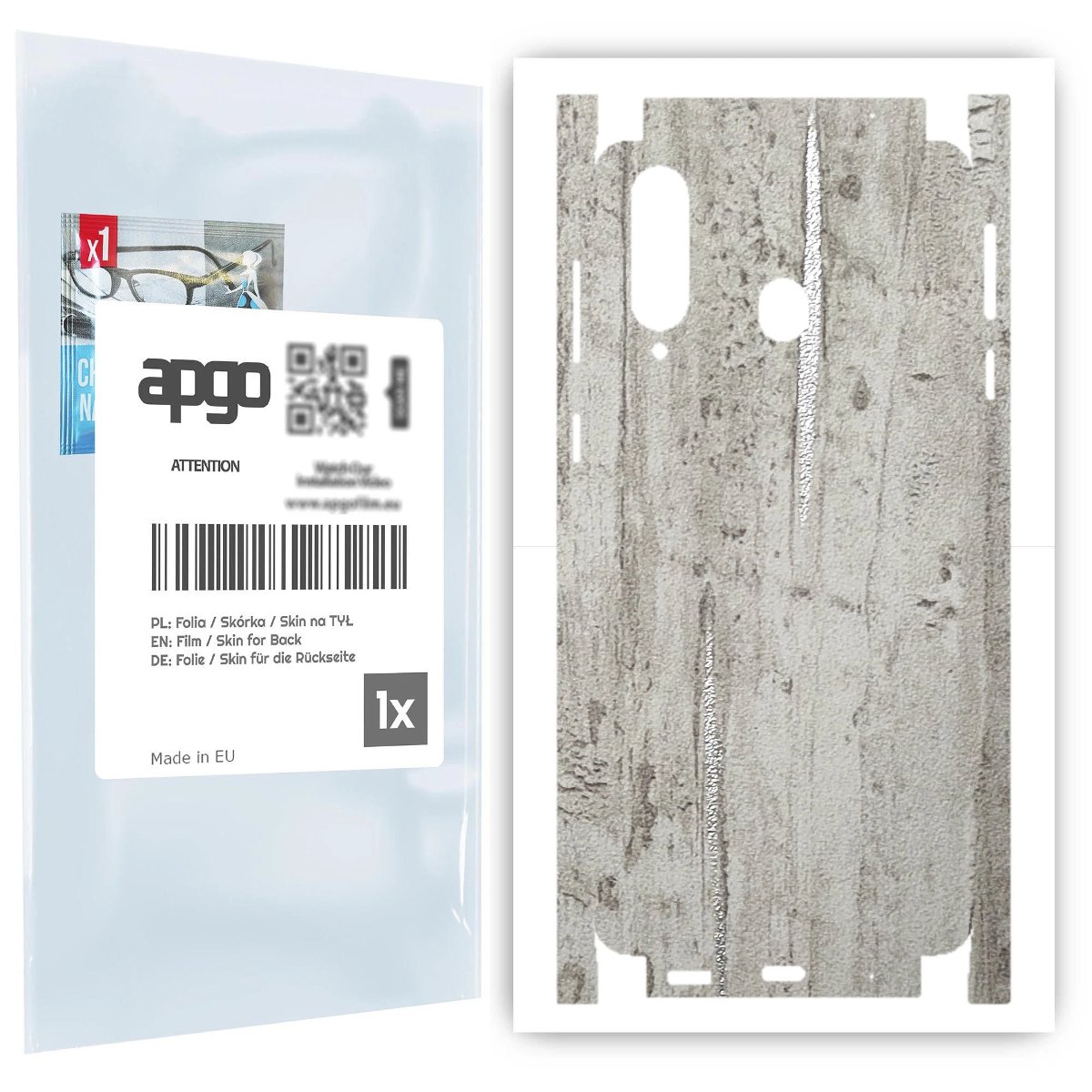 Folia naklejka skórka strukturalna na TYŁ+BOKI do Samsung Galaxy A8s -  Beton Srebrne Paski - apgo SKINS