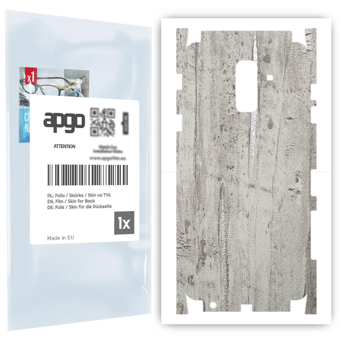 Folia naklejka skórka strukturalna na TYŁ+BOKI do Samsung Galaxy A6+ (2018) -  Beton Srebrne Paski - apgo SKINS