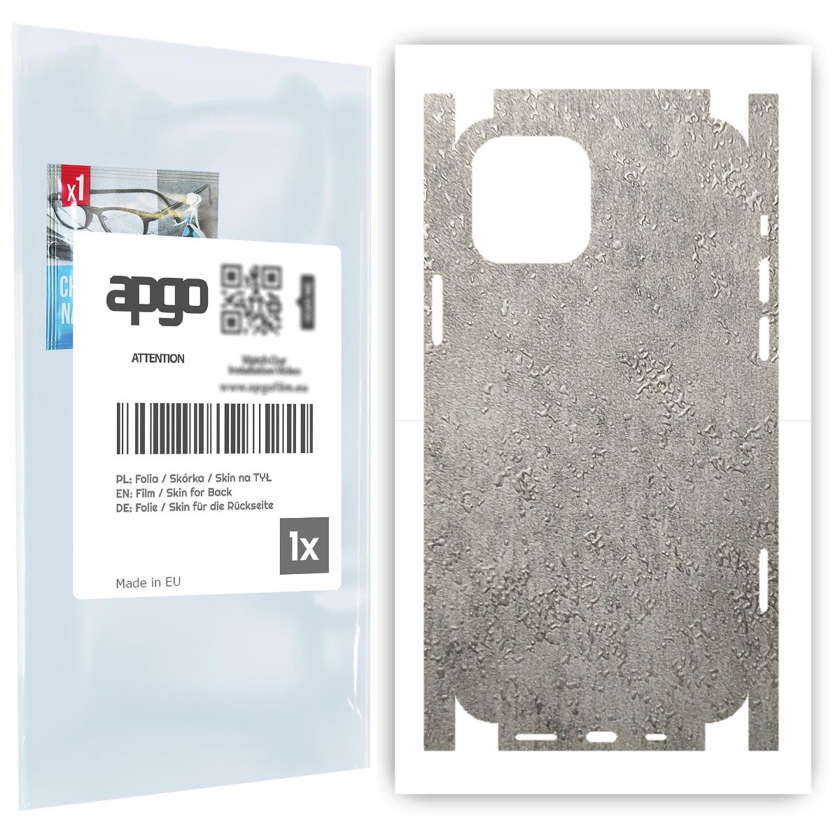 Folia naklejka skórka strukturalna na TYŁ+BOKI do Apple iPhone 12 Pro -  Beton - apgo SKINS