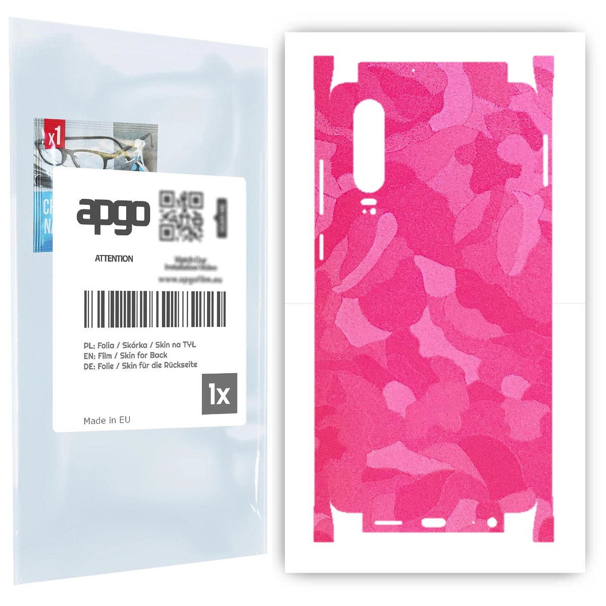 Folia naklejka skórka strukturalna na TYŁ+BOKI do Huawei P30 -  Moro | Camo Różowy - apgo SKINS