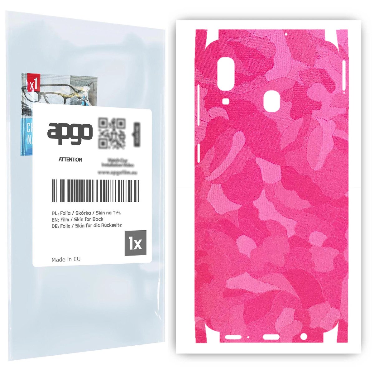 Folia naklejka skórka strukturalna na TYŁ+BOKI do Samsung Galaxy A20 -  Moro | Camo Różowy - apgo SKINS