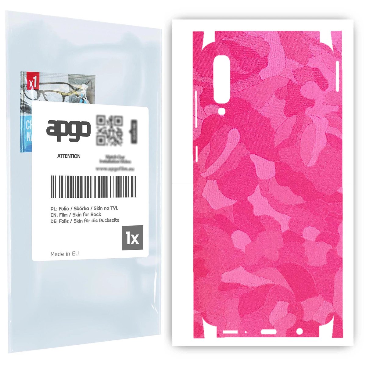 Folia naklejka skórka strukturalna na TYŁ+BOKI do Samsung Galaxy A70 -  Moro | Camo Różowy - apgo SKINS
