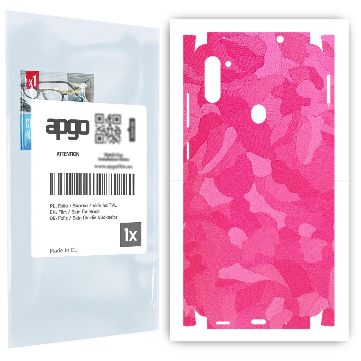 Folia naklejka skórka strukturalna na TYŁ+BOKI do Samsung Galaxy M11 -  Moro | Camo Różowy - apgo SKINS