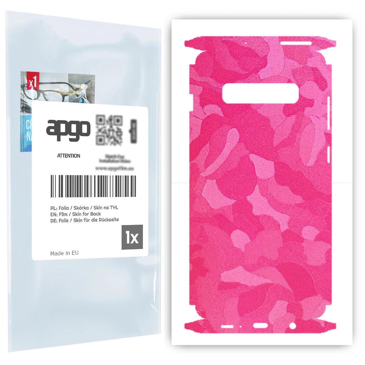 Folia naklejka skórka strukturalna na TYŁ+BOKI do Samsung Galaxy S10+ -  Moro | Camo Różowy - apgo SKINS