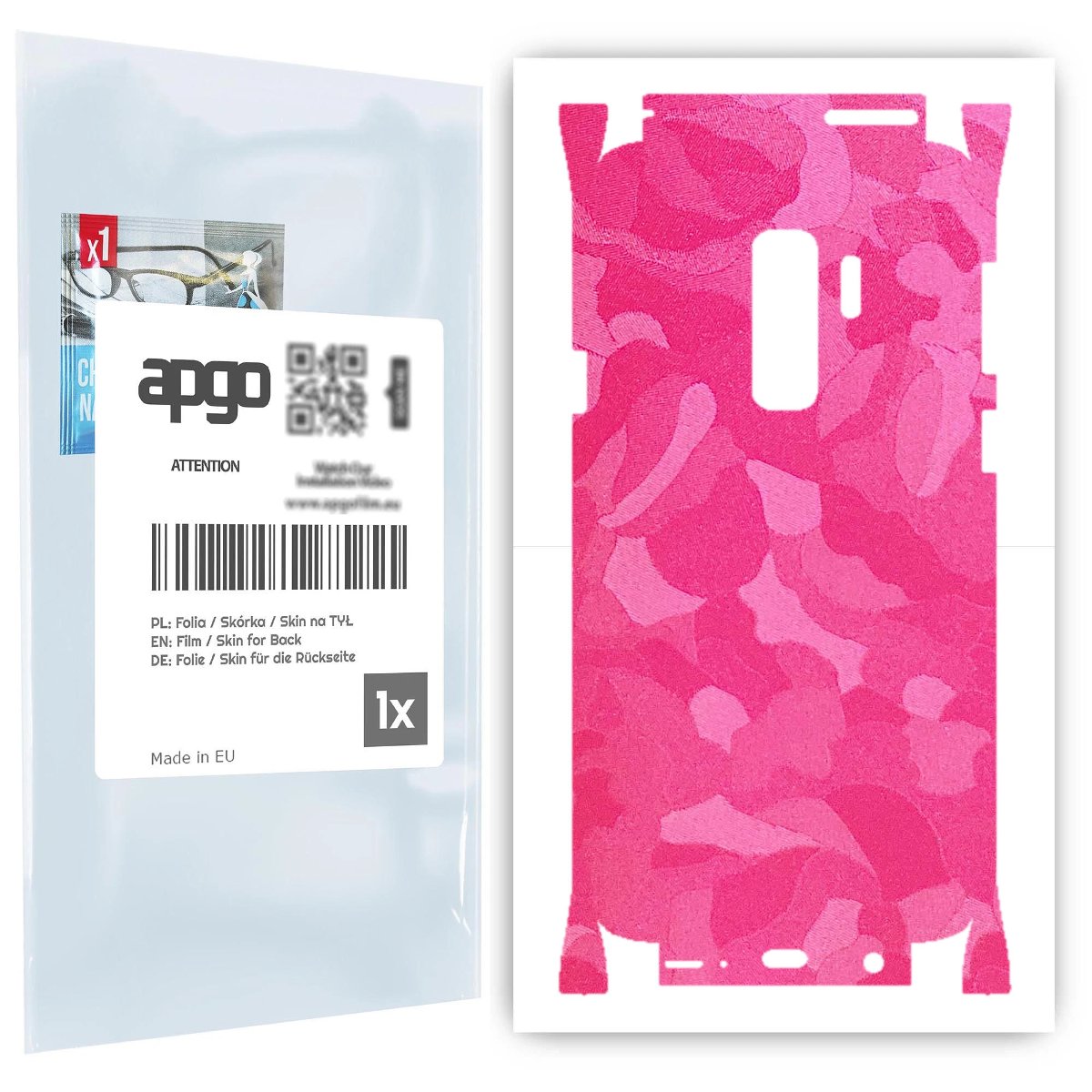 Folia naklejka skórka strukturalna na TYŁ+BOKI do Samsung Galaxy S9+ -  Moro | Camo Różowy - apgo SKINS