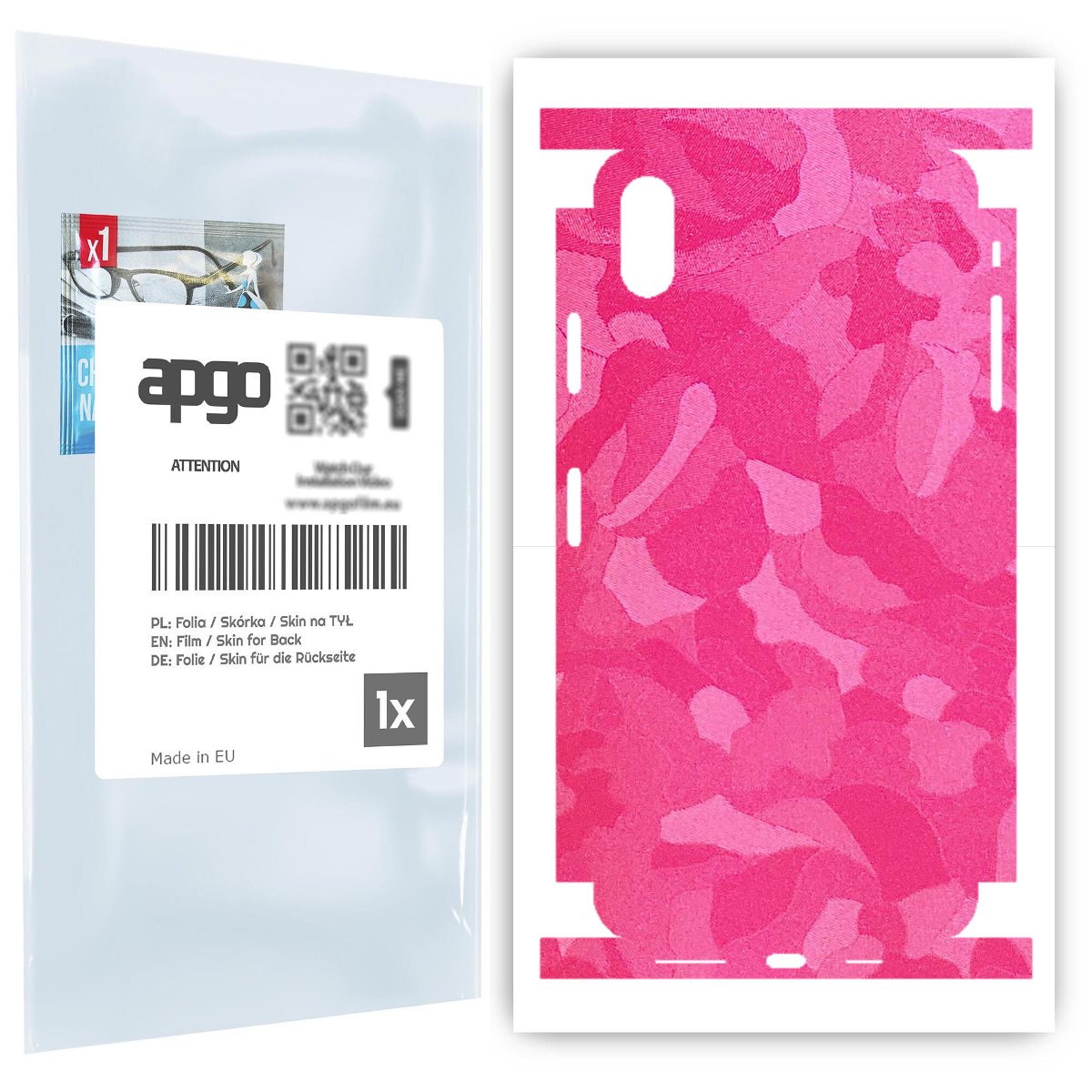 Folia naklejka skórka strukturalna na TYŁ+BOKI do Apple iPhone XS Max -  Moro | Camo Różowy - apgo SKINS
