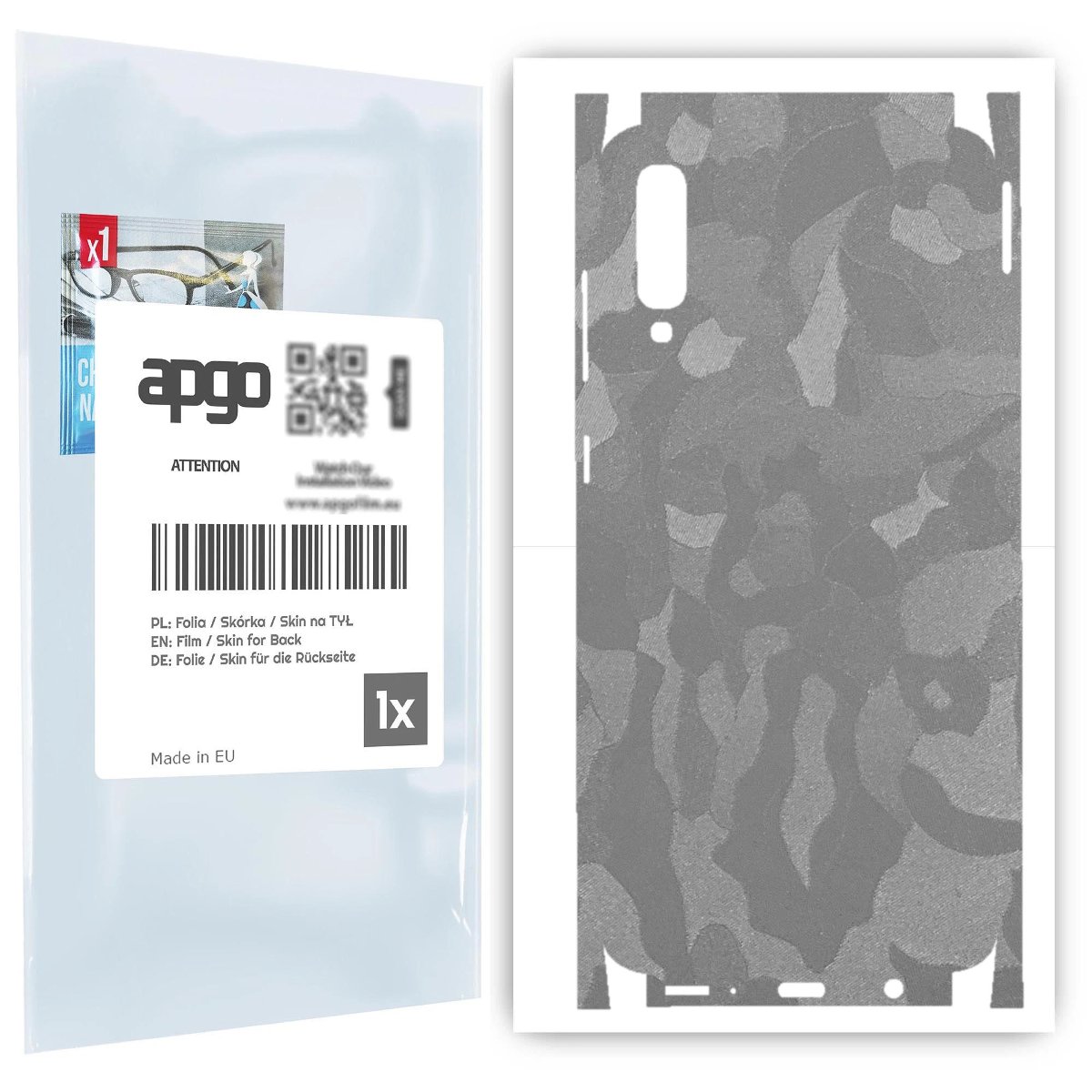 Folia naklejka skórka strukturalna na TYŁ+BOKI do Samsung Galaxy A70 -  Moro | Camo Srebrny - apgo SKINS