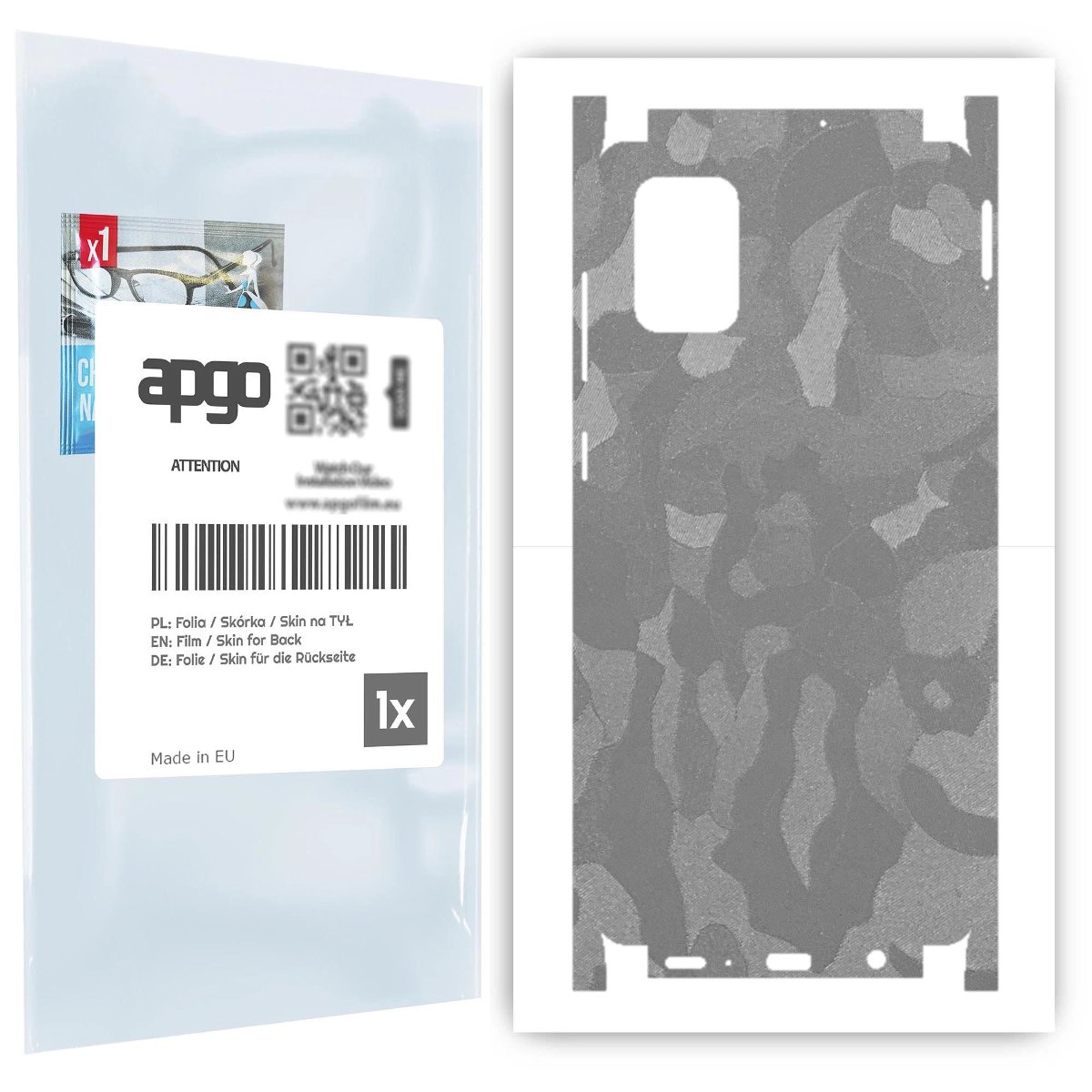 Folia naklejka skórka strukturalna na TYŁ+BOKI do Samsung Galaxy A71 -  Moro | Camo Srebrny - apgo SKINS