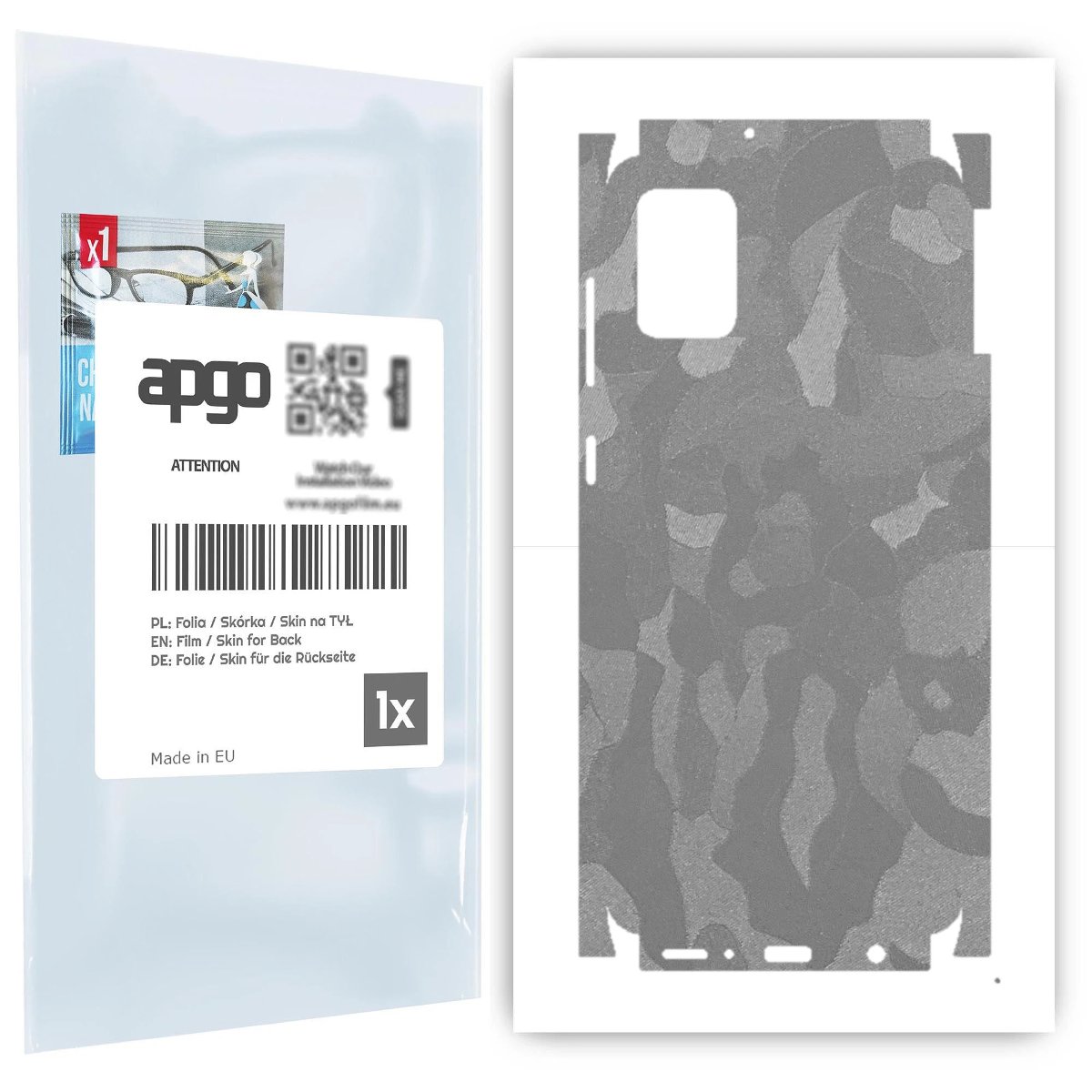 Folia naklejka skórka strukturalna na TYŁ+BOKI do Samsung Galaxy A31 -  Moro | Camo Srebrny - apgo SKINS