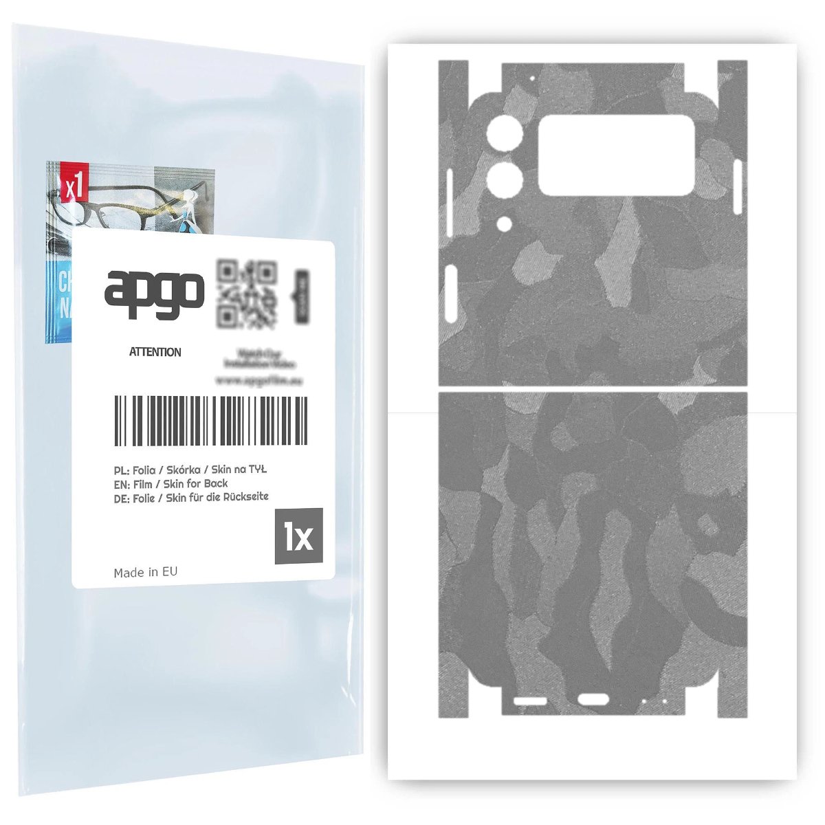 Folia naklejka skórka strukturalna na TYŁ+BOKI do Samsung Galaxy Z Flip 3 -  Moro | Camo Srebrny - apgo SKINS