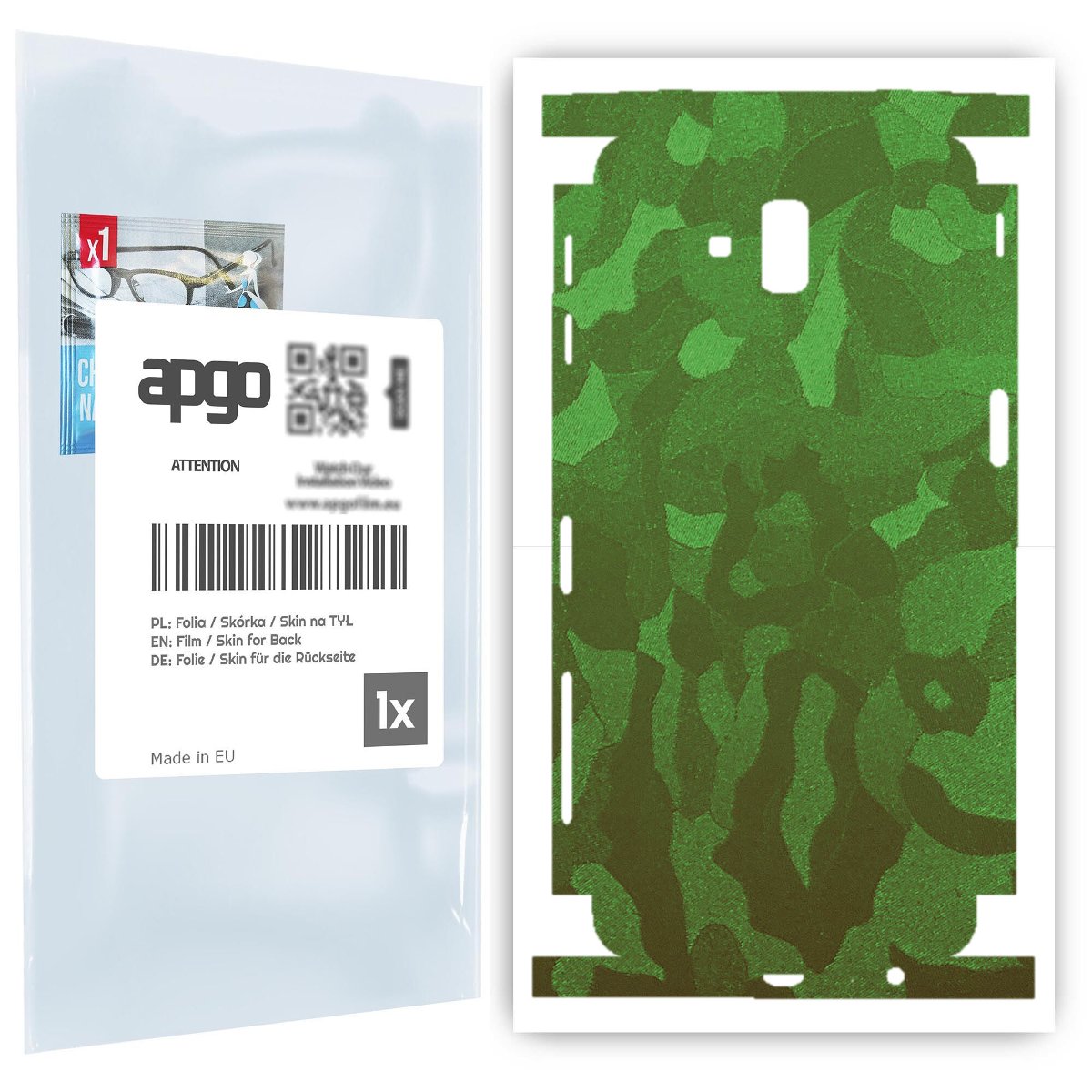 Folia naklejka skórka strukturalna na TYŁ+BOKI do Samsung Galaxy J6+ -  Moro | Camo Zielony - apgo SKINS