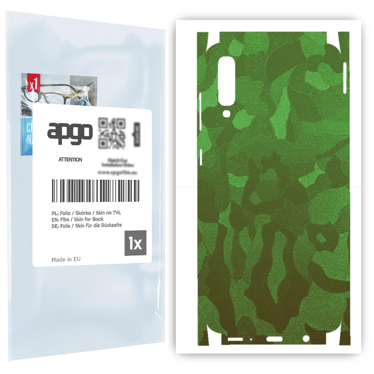 Folia naklejka skórka strukturalna na TYŁ+BOKI do Samsung Galaxy A70 -  Moro | Camo Zielony - apgo SKINS