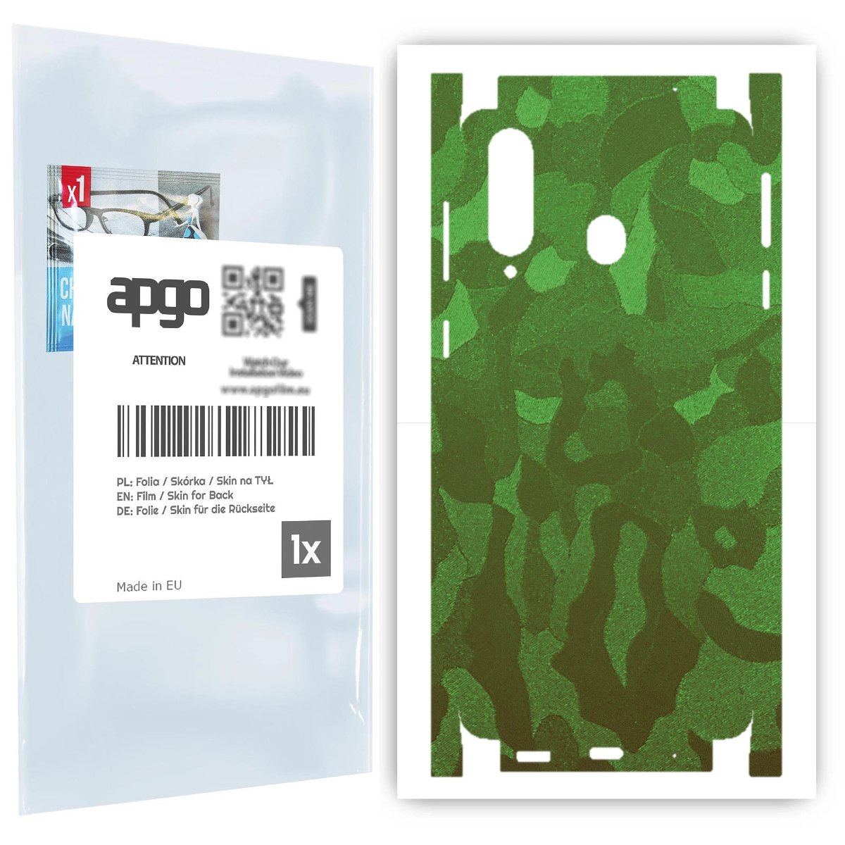 Folia naklejka skórka strukturalna na TYŁ+BOKI do Samsung Galaxy A8s -  Moro | Camo Zielony - apgo SKINS
