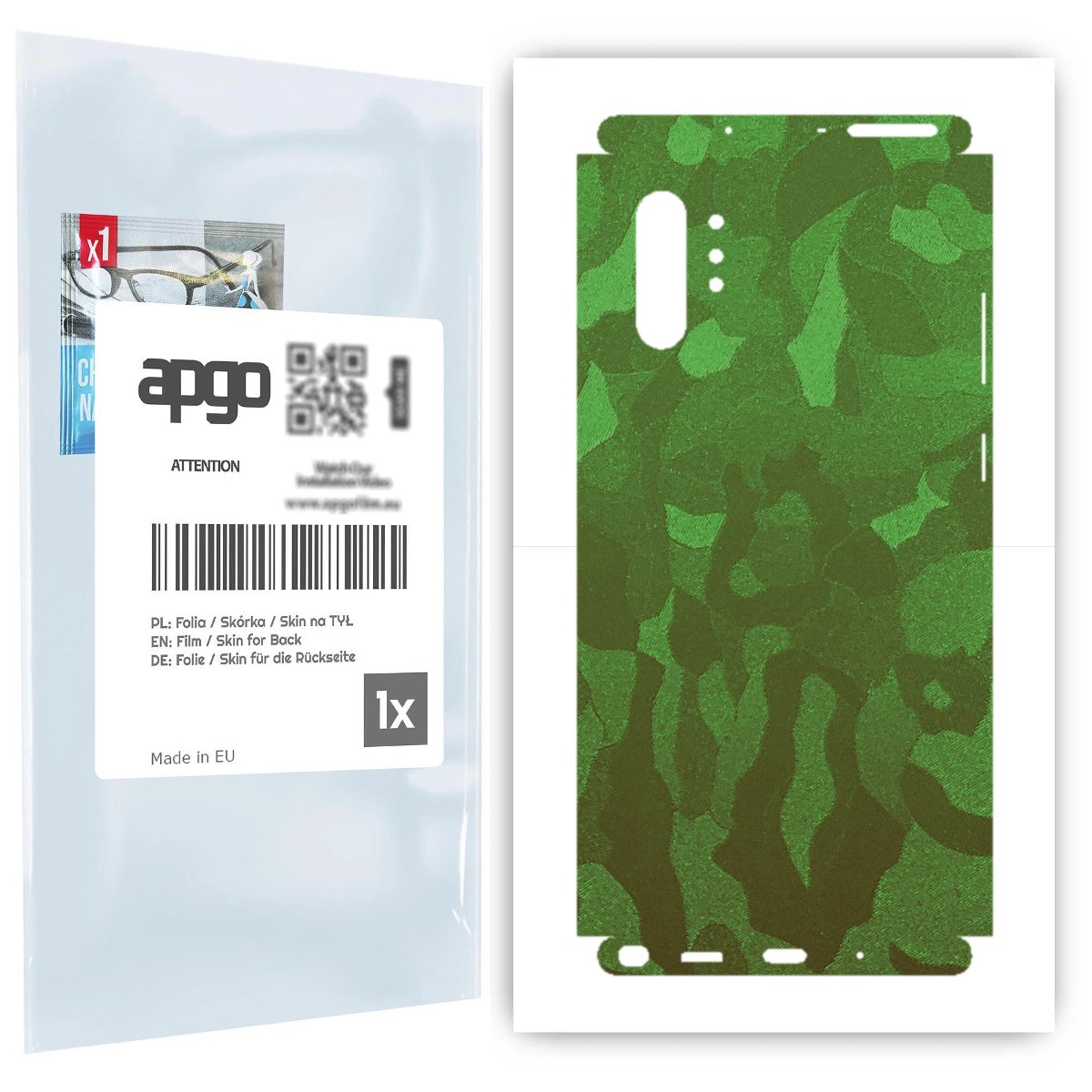 Folia naklejka skórka strukturalna na TYŁ+BOKI do Samsung Galaxy Note 10+ 5G -  Moro | Camo Zielony - apgo SKINS