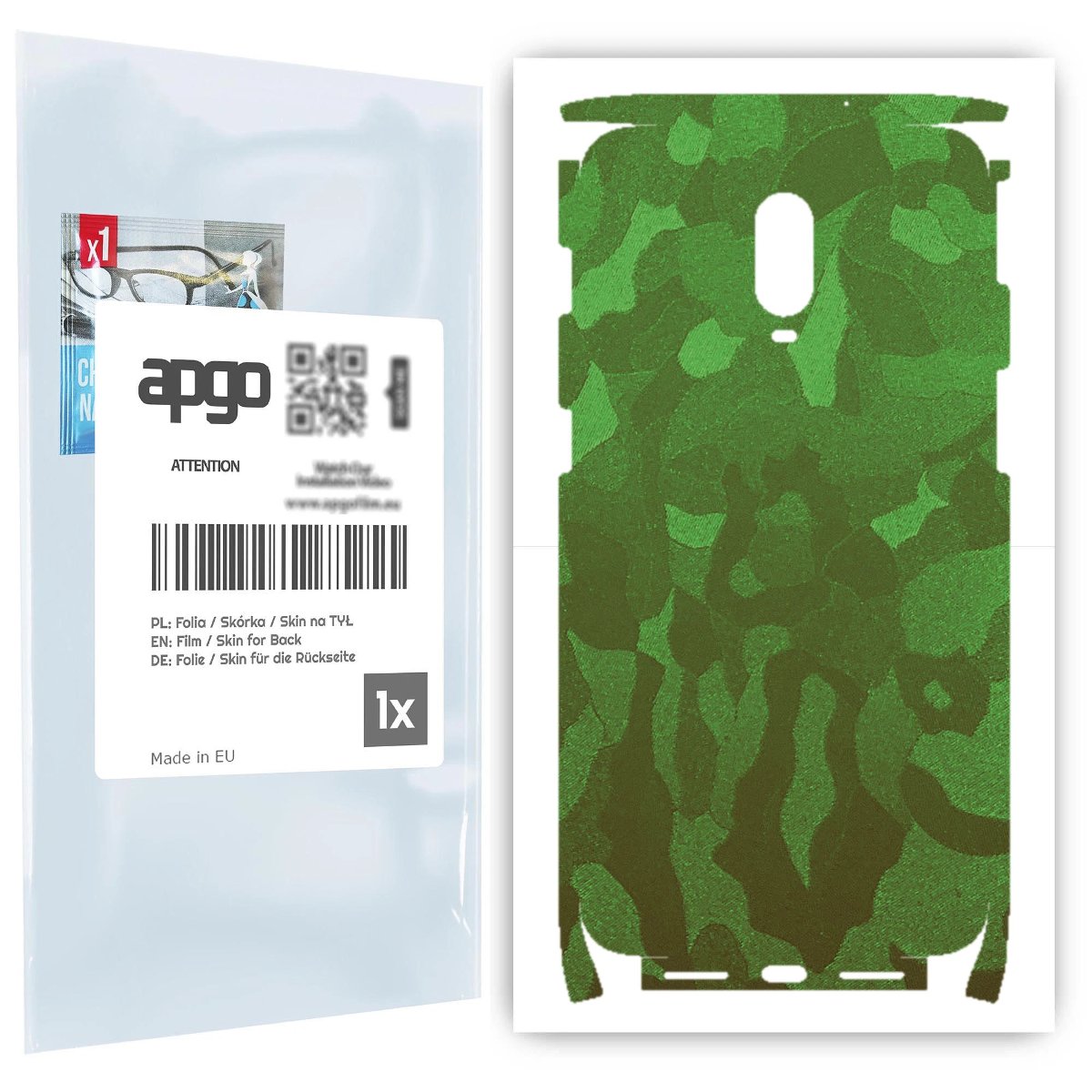 Folia naklejka skórka strukturalna na TYŁ+BOKI do OnePlus 6T -  Moro | Camo Zielony - apgo SKINS