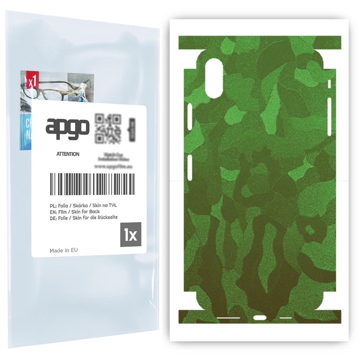 Folia naklejka skórka strukturalna na TYŁ+BOKI do Apple iPhone XS Max -  Moro | Camo Zielony - apgo SKINS