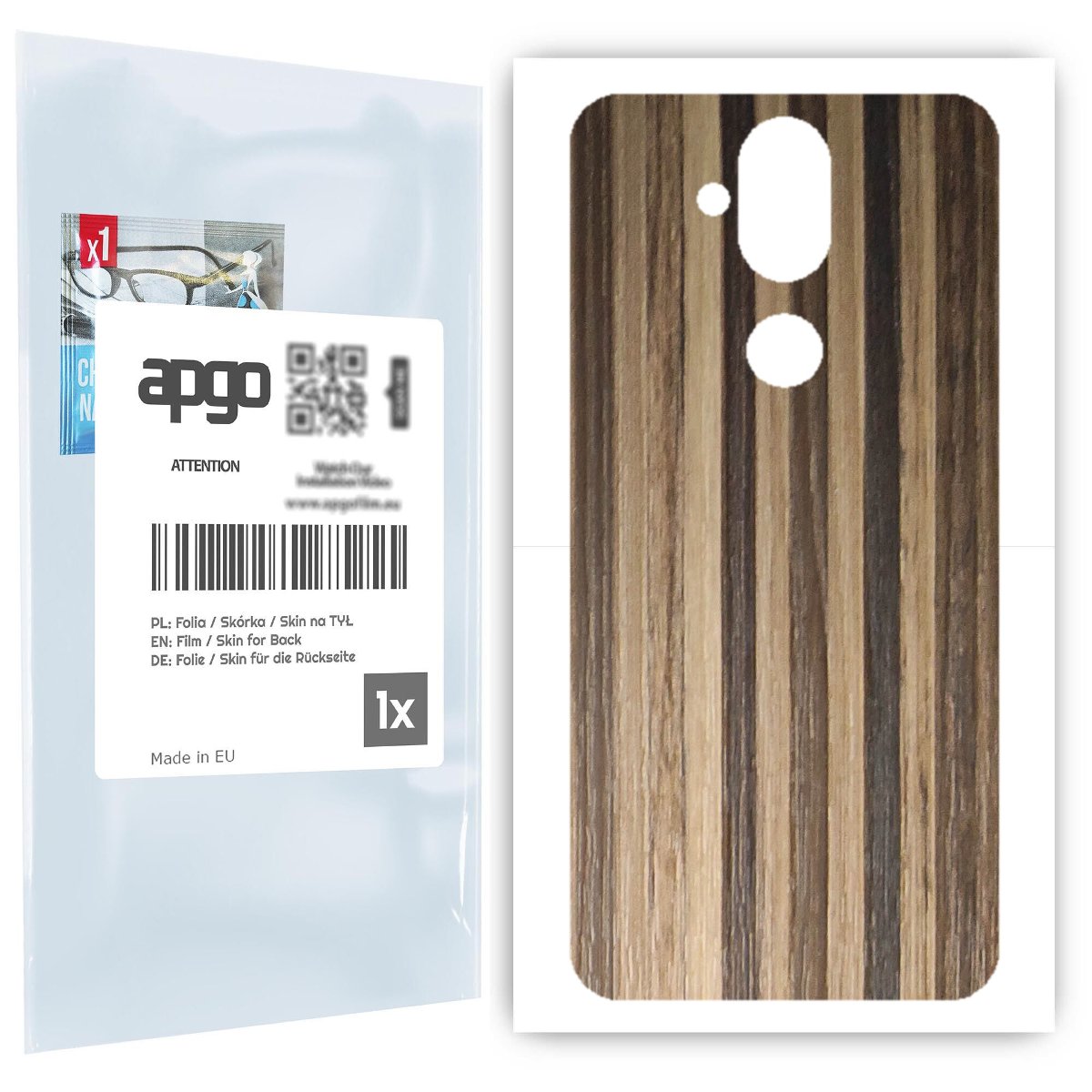 Folia naklejka skórka strukturalna na TYŁ do Nokia 8.1 (Nokia X7) -  Drewno Paski Mix - apgo SKINS