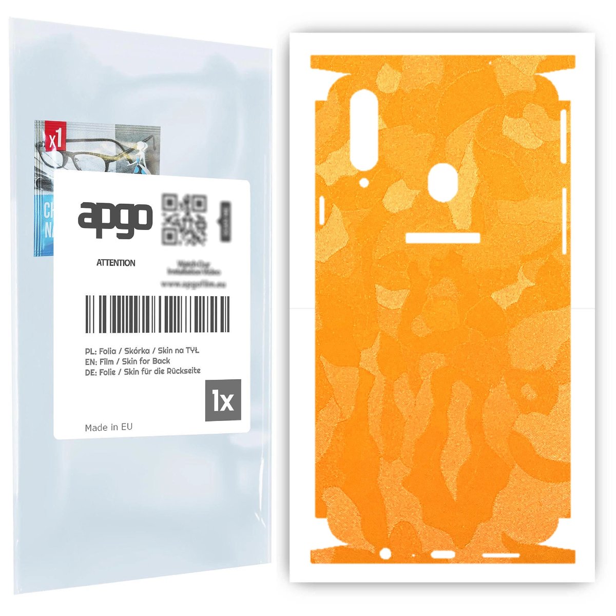 Folia naklejka skórka strukturalna na TYŁ+BOKI do Samsung Galaxy A20s -  Moro | Camo Żółty - apgo SKINS