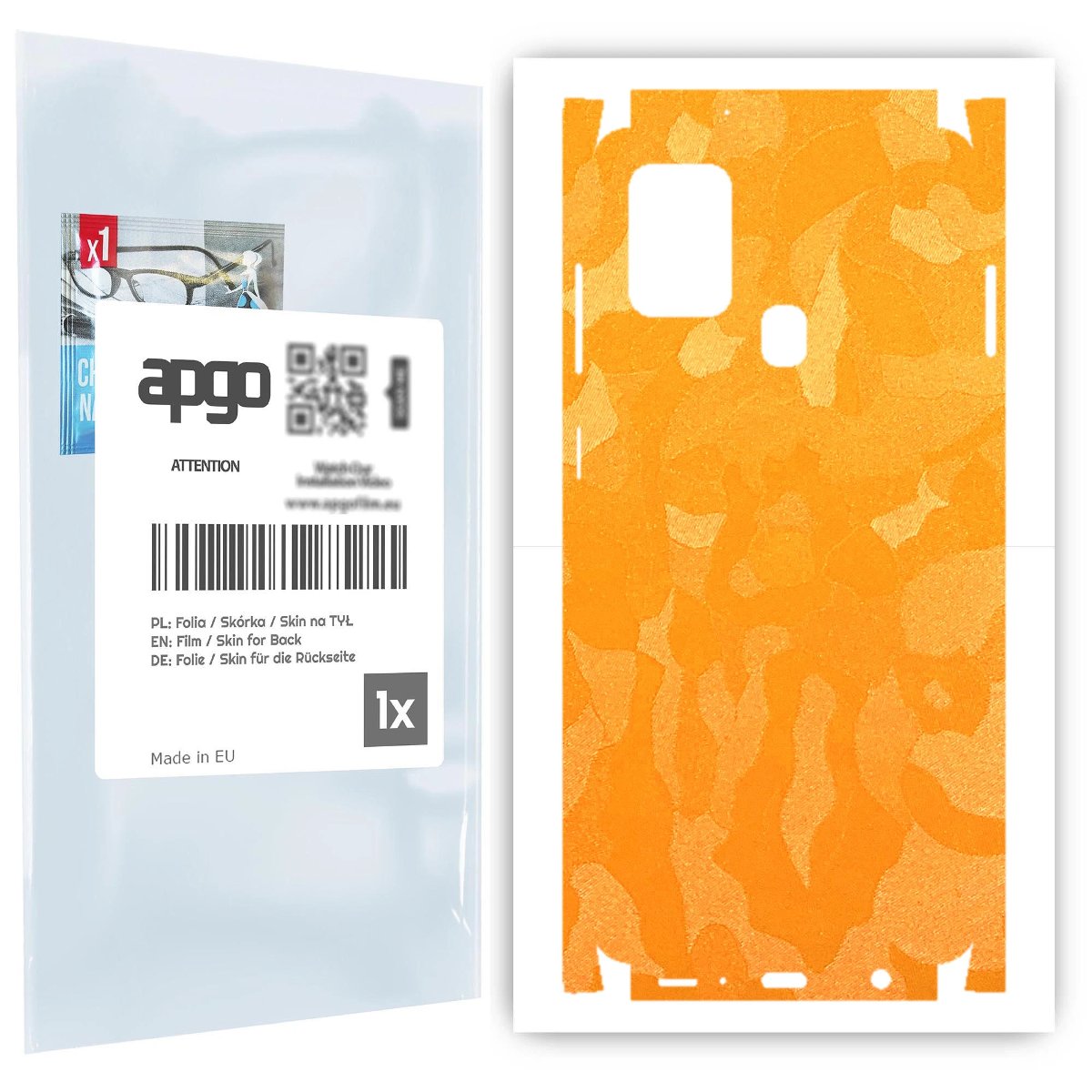 Folia naklejka skórka strukturalna na TYŁ+BOKI do Samsung Galaxy A21s -  Moro | Camo Żółty - apgo SKINS