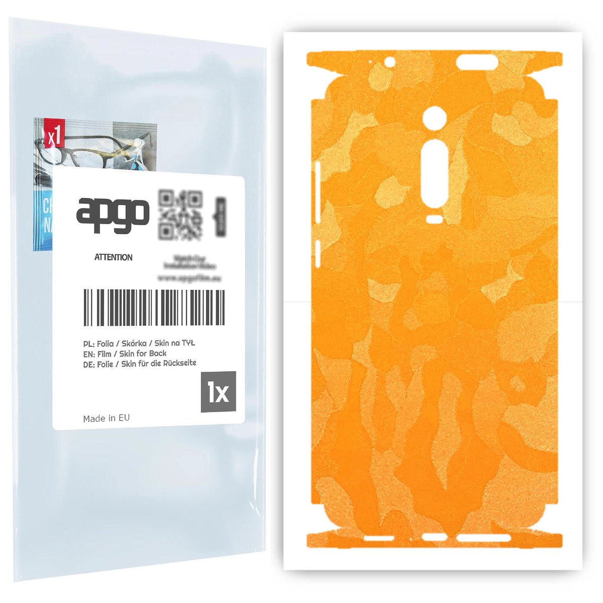 Folia naklejka skórka strukturalna na TYŁ+BOKI do Xiaomi Mi 9T Pro -  Moro | Camo Żółty - apgo SKINS
