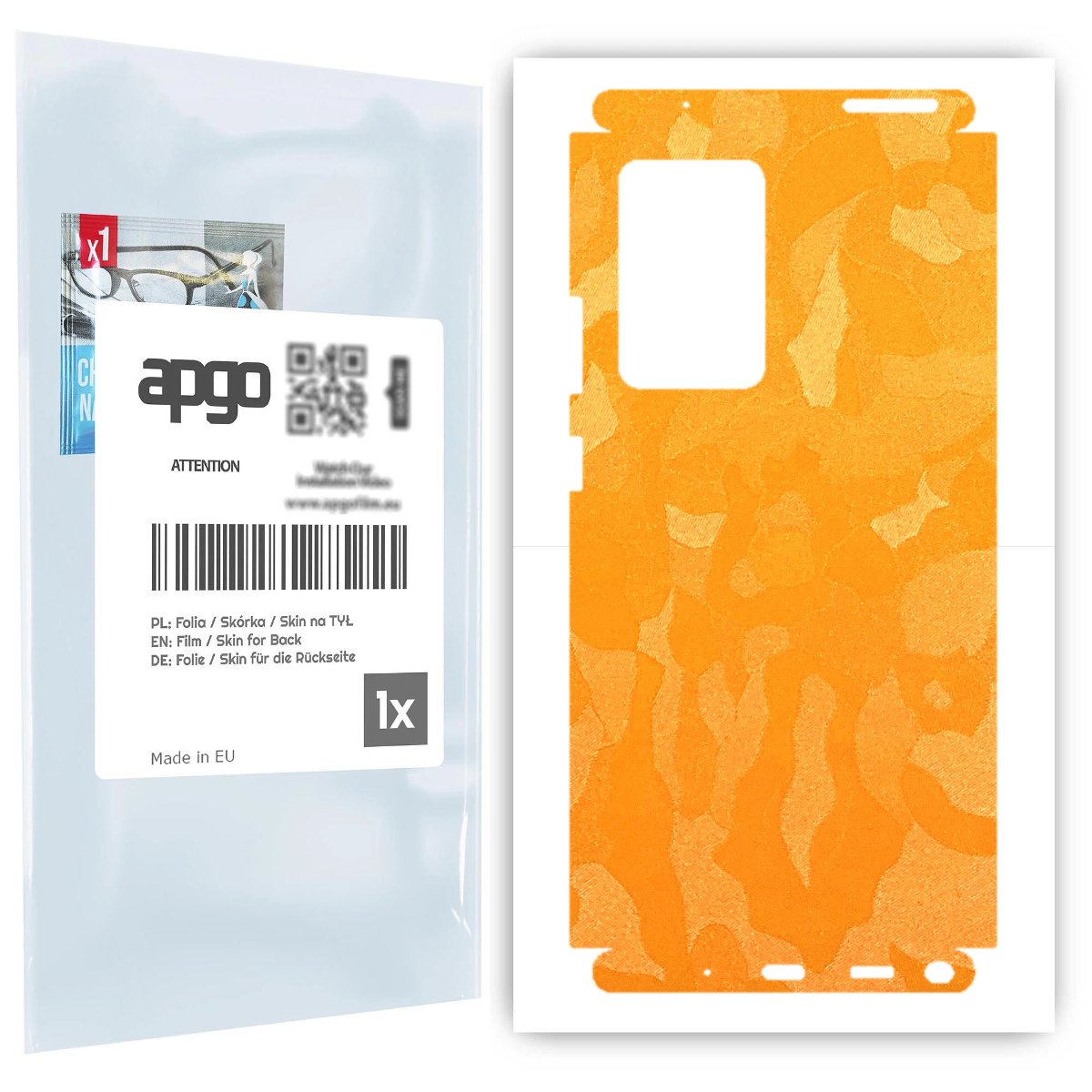 Folia naklejka skórka strukturalna na TYŁ+BOKI do Samsung Galaxy Note 20 Ultra -  Moro | Camo Żółty - apgo SKINS