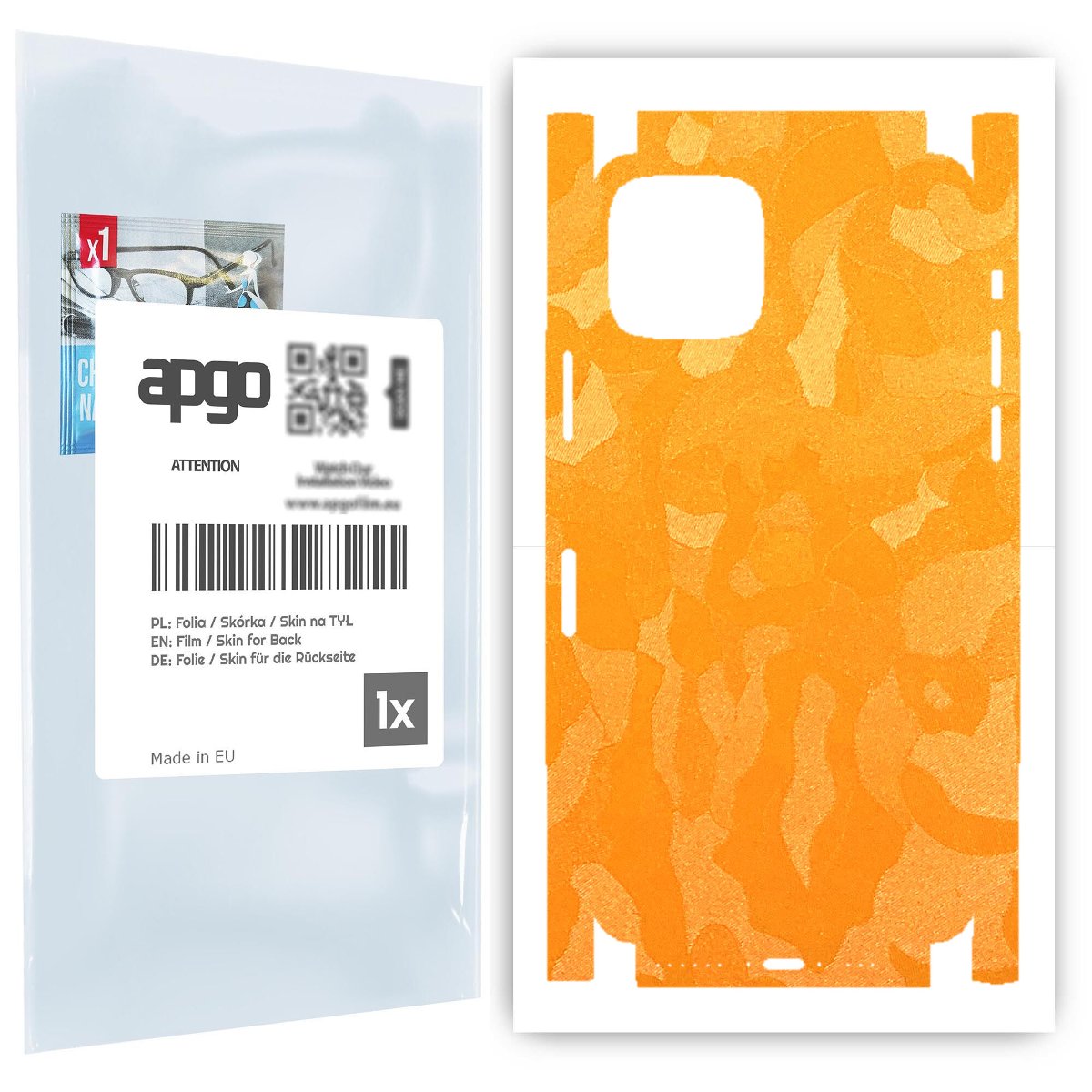 Folia naklejka skórka strukturalna na TYŁ+BOKI do Apple iPhone 11 Pro -  Moro | Camo Żółty - apgo SKINS