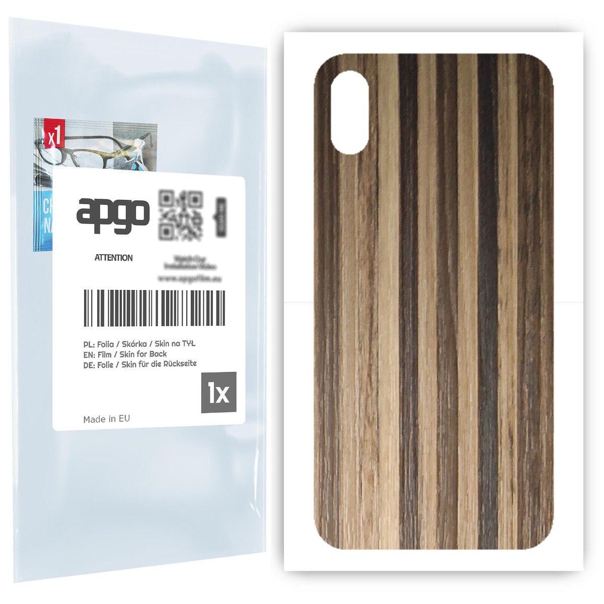 Folia naklejka skórka strukturalna na TYŁ do Apple iPhone X -  Drewno Paski Mix - apgo SKINS