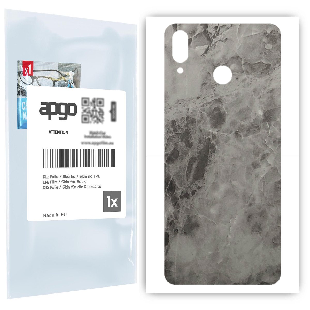 Folia naklejka skórka strukturalna na TYŁ do Honor Play -  Marmur Czarny - apgo SKINS