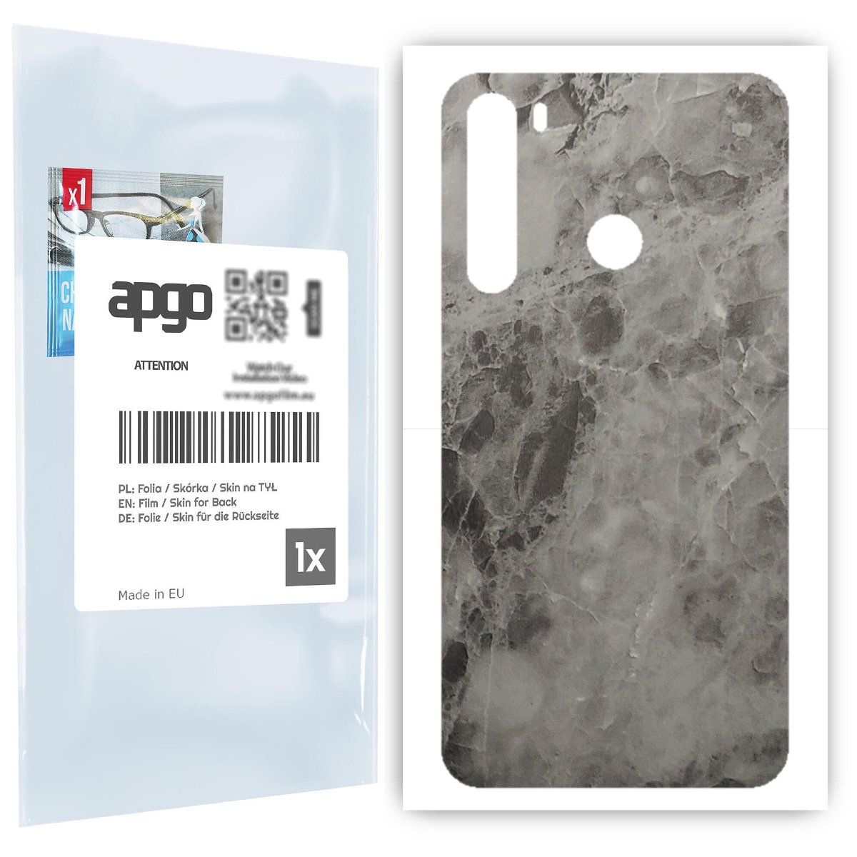 Folia naklejka skórka strukturalna na TYŁ do HTC Desire 20 Pro -  Marmur Czarny - apgo SKINS