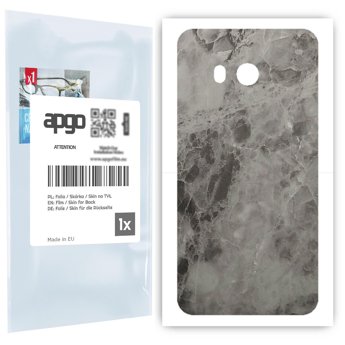 Folia naklejka skórka strukturalna na TYŁ do HTC U11 -  Marmur Czarny - apgo SKINS