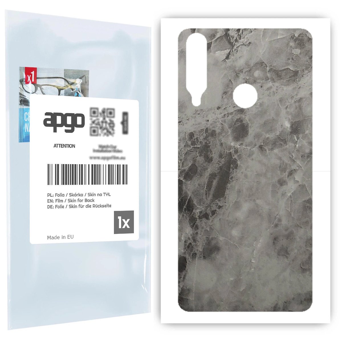 Folia naklejka skórka strukturalna na TYŁ do Huawei Y6p -  Marmur Czarny - apgo SKINS