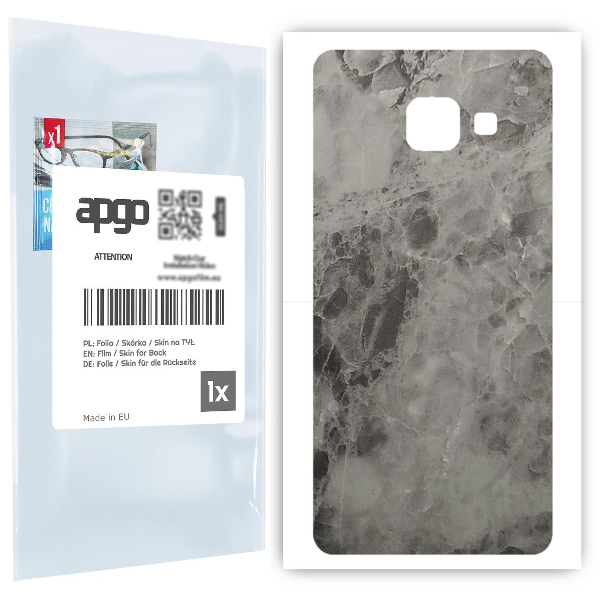 Folia naklejka skórka strukturalna na TYŁ do Samsung Galaxy A3 2016 A310F -  Marmur Czarny - apgo SKINS