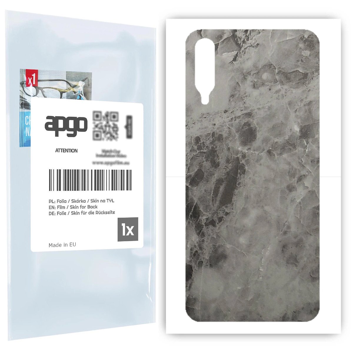 Folia naklejka skórka strukturalna na TYŁ do Samsung Galaxy A30s -  Marmur Czarny - apgo SKINS