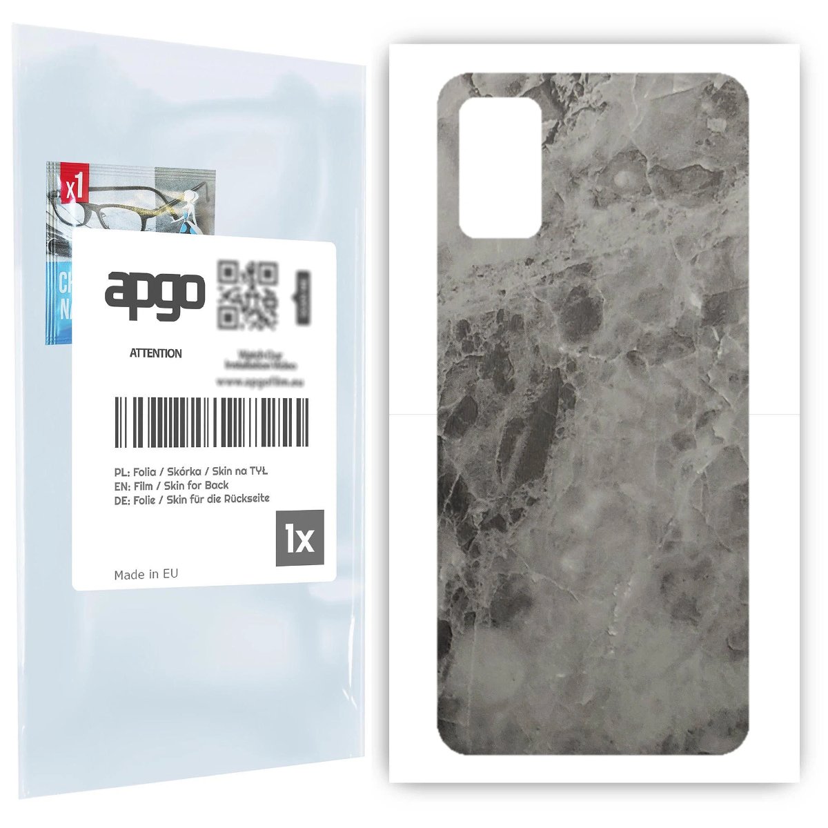 Folia naklejka skórka strukturalna na TYŁ do Samsung Galaxy A41 -  Marmur Czarny - apgo SKINS