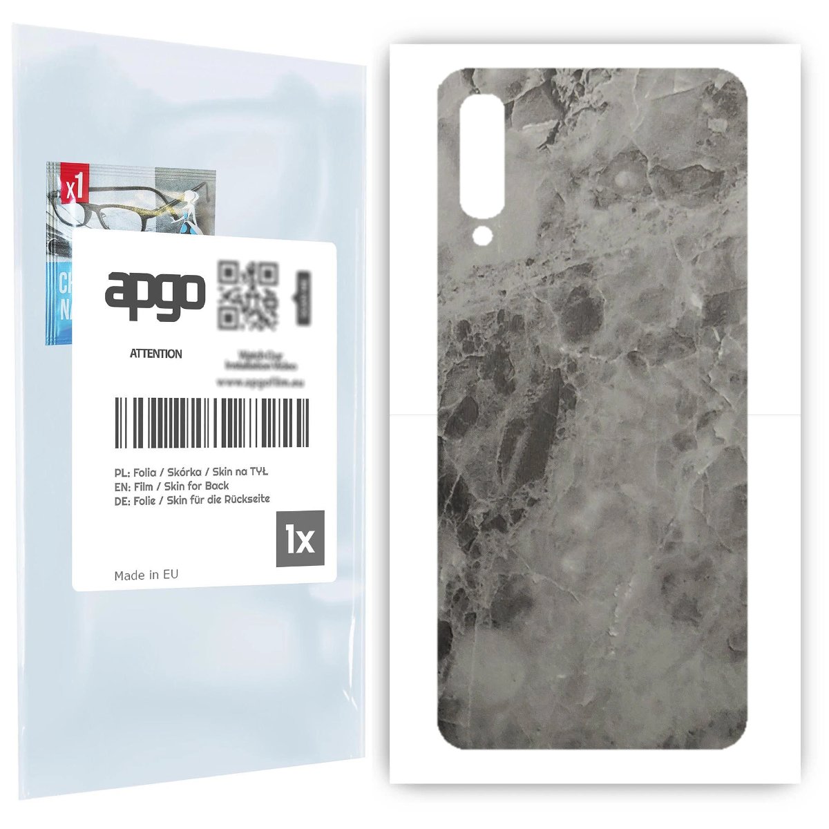 Folia naklejka skórka strukturalna na TYŁ do Samsung Galaxy A50 -  Marmur Czarny - apgo SKINS