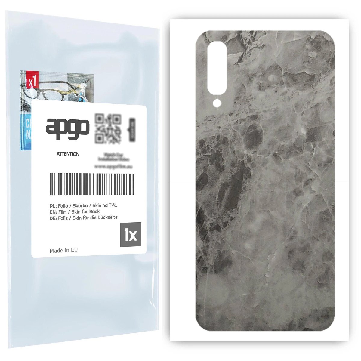 Folia naklejka skórka strukturalna na TYŁ do Samsung Galaxy A70 -  Marmur Czarny - apgo SKINS