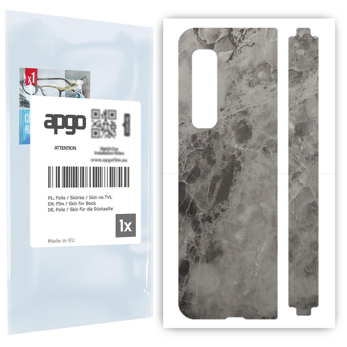 Folia naklejka skórka strukturalna na TYŁ do Samsung Galaxy Fold 5G -  Marmur Czarny - apgo SKINS
