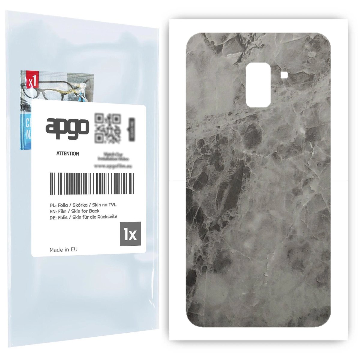 Folia naklejka skórka strukturalna na TYŁ do Samsung Galaxy A8+ (2018) -  Marmur Czarny - apgo SKINS