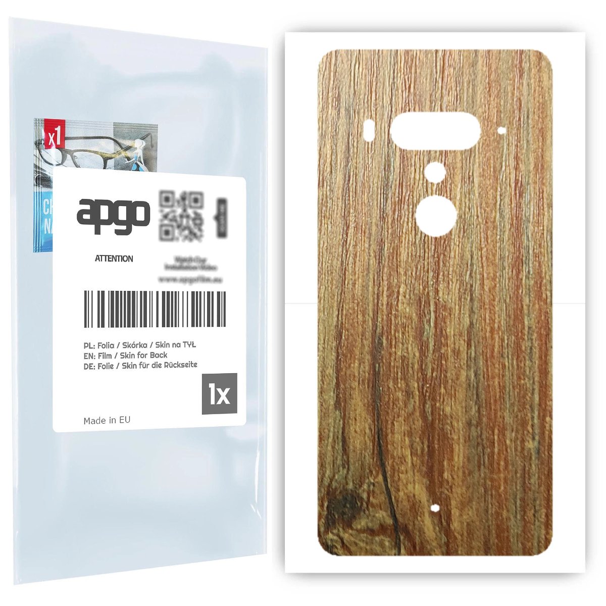 Folia naklejka skórka strukturalna na TYŁ do HTC U12+ -  Drewno Sosna Antyczna - apgo SKINS